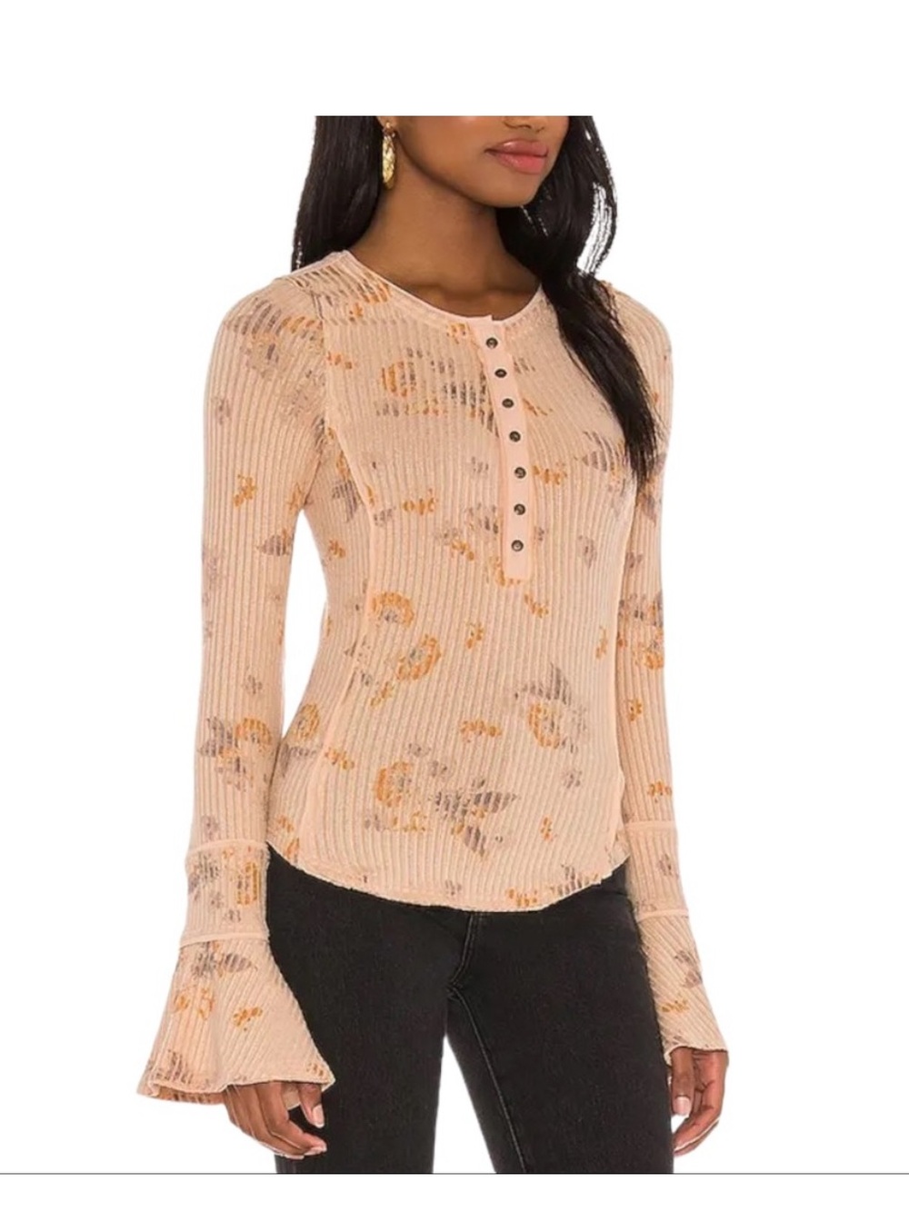 Free People Layer Me Henley top in the "Just Peachy Combo